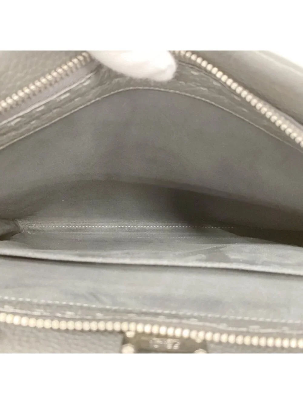 Fendi Handbag Monster Selleria Leather Gray Silver 2-Way